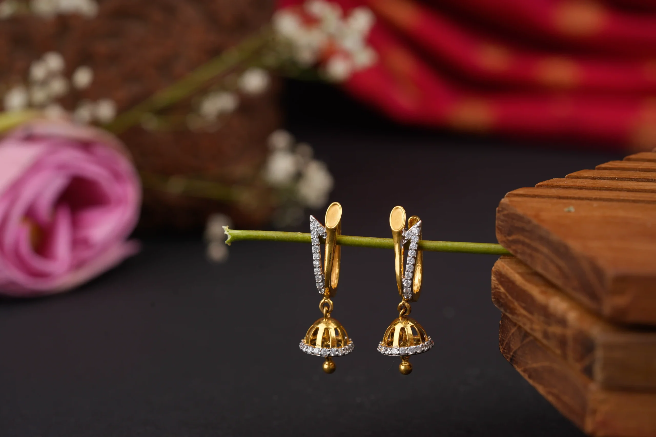 Diamond Cut Jhumka Earrings
