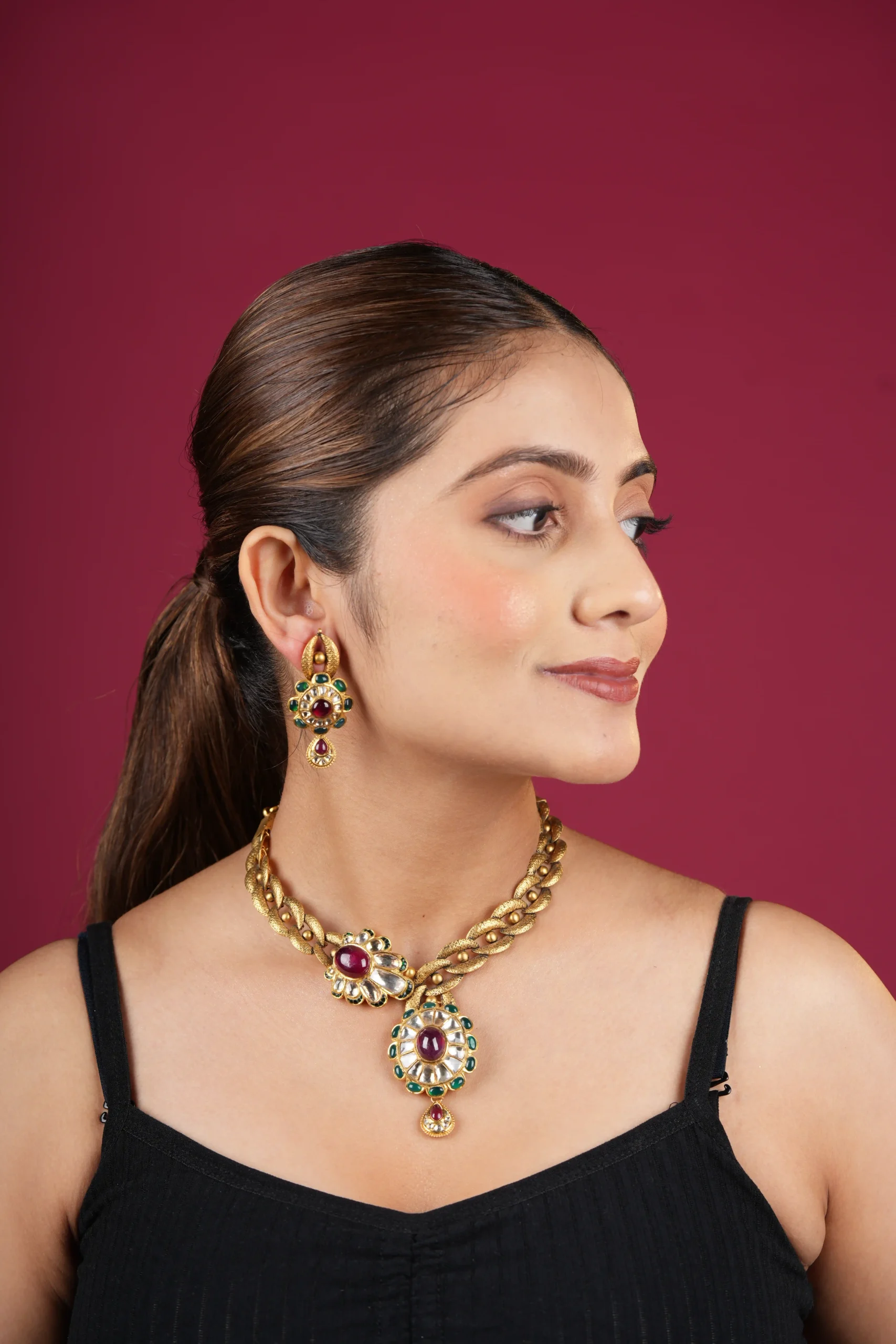 Heritage Pink Rani Necklace Set