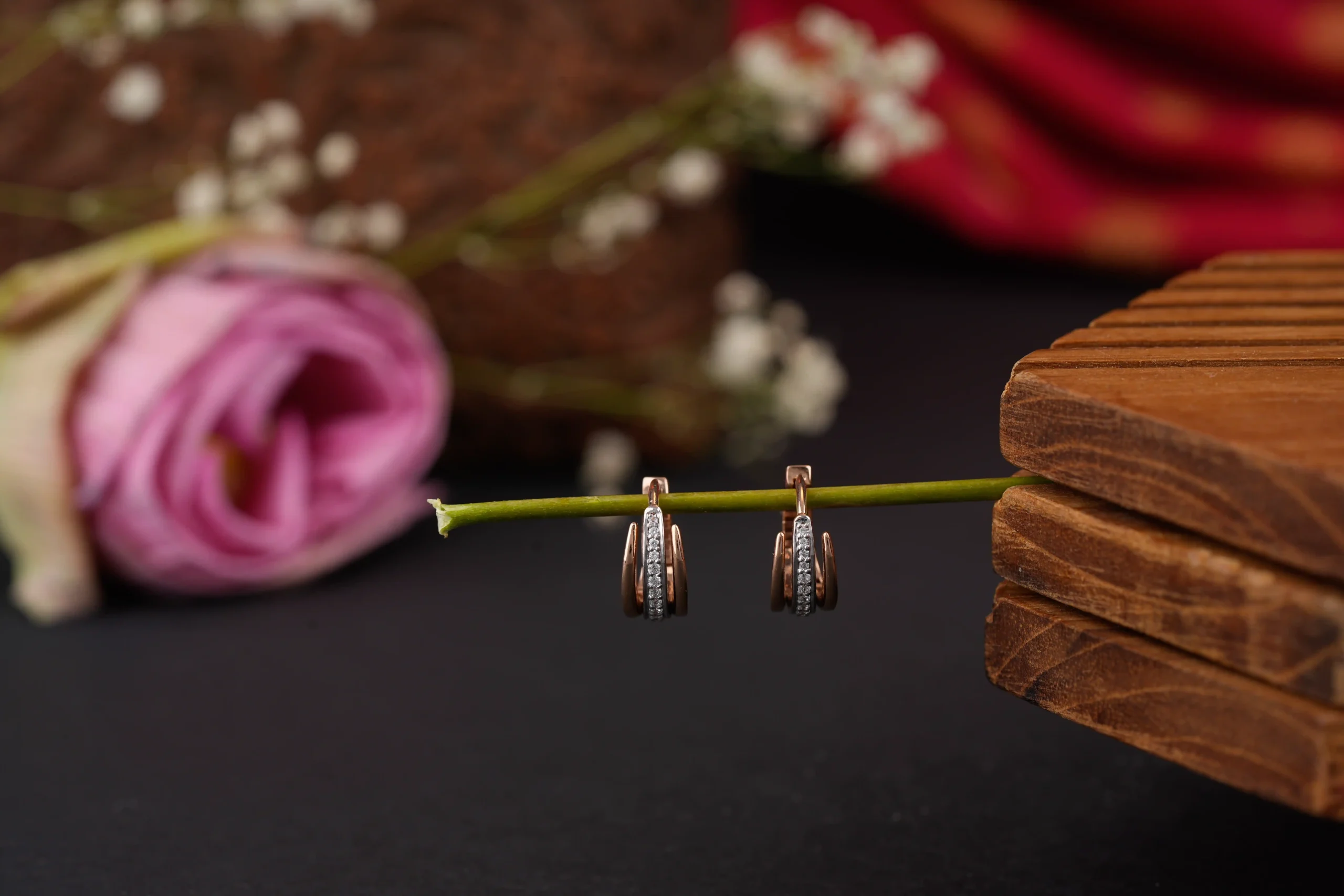 Stone Studded Huggie Earrings - Image 2