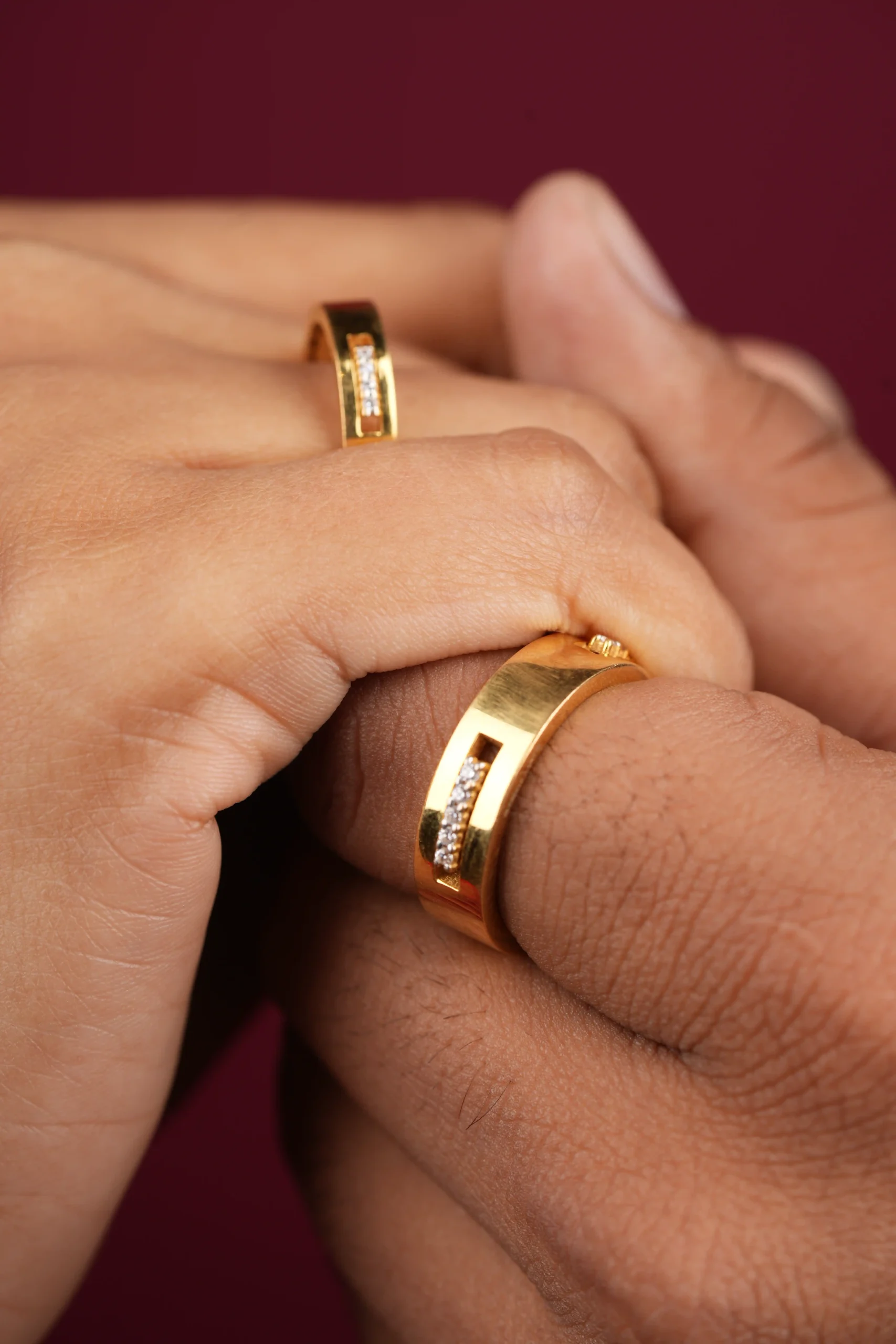 Golden Promise Stone Couple Rings