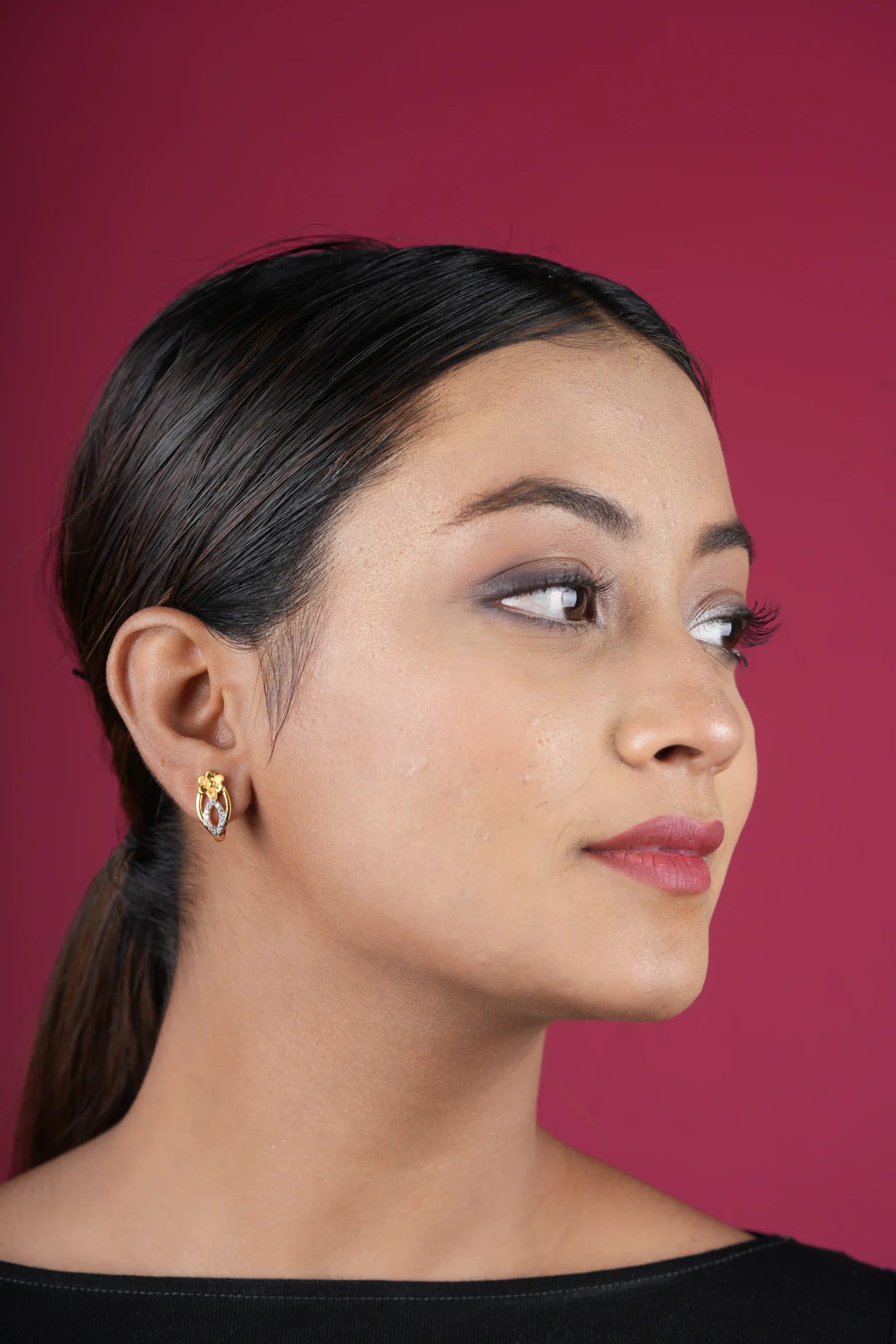 Floral Teardrop Stud Earrings