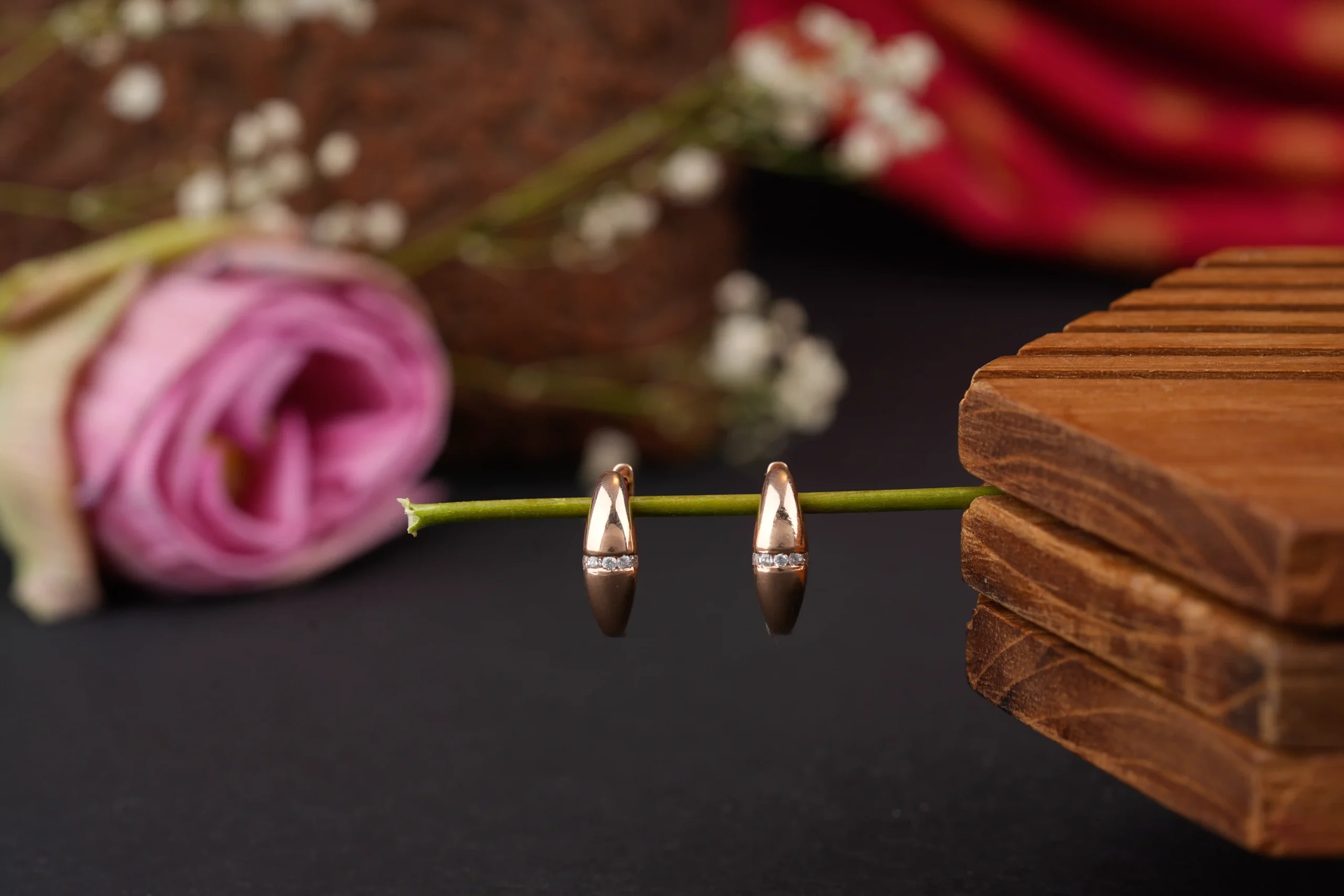 Classic Stone Huggie Earrings - Image 2