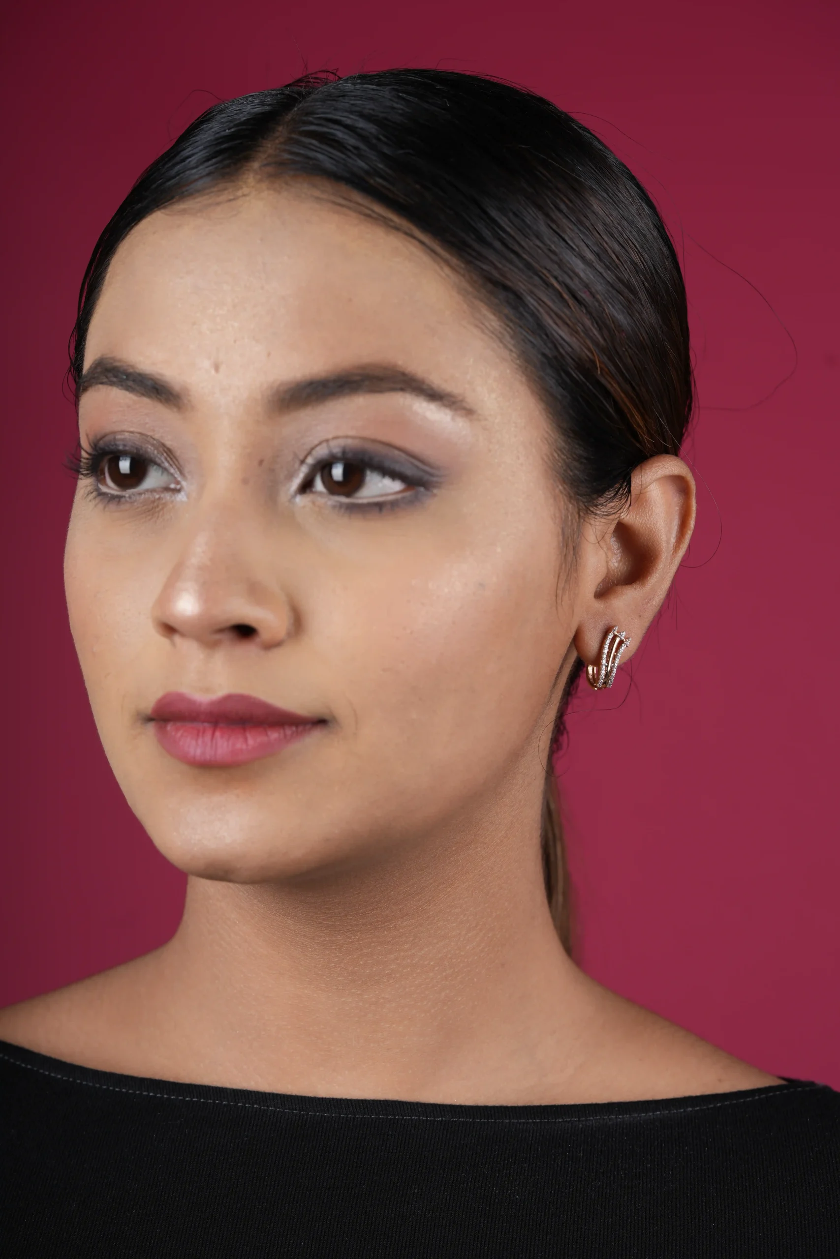 Wave Design CZ Earrings